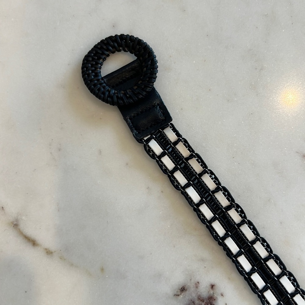 Black and White Wicker Belt